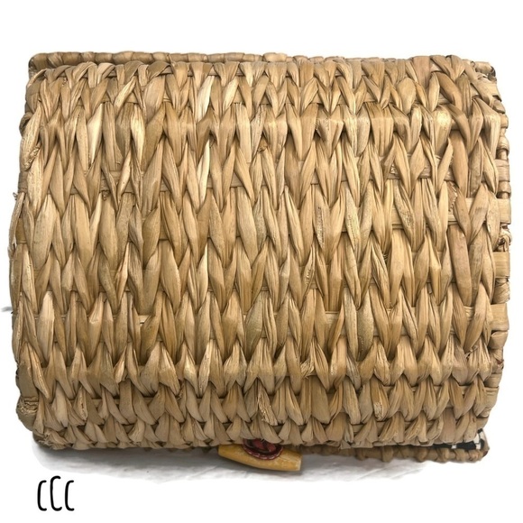 Kate Spade Wicker BlueBird Blue Bird House Novelty Bag Spring Red Straw Vintage - Picture 6 of 13